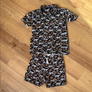 Janie and Jack Tiger Print Pajama Set - Black and Brown